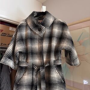 Black and White Plaid Coat